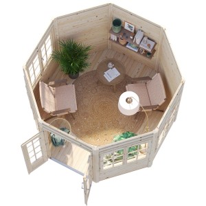 Palmako Holz-Pavillon Veronica 4 Natur unbehandelt 289 cm x 289 cm
