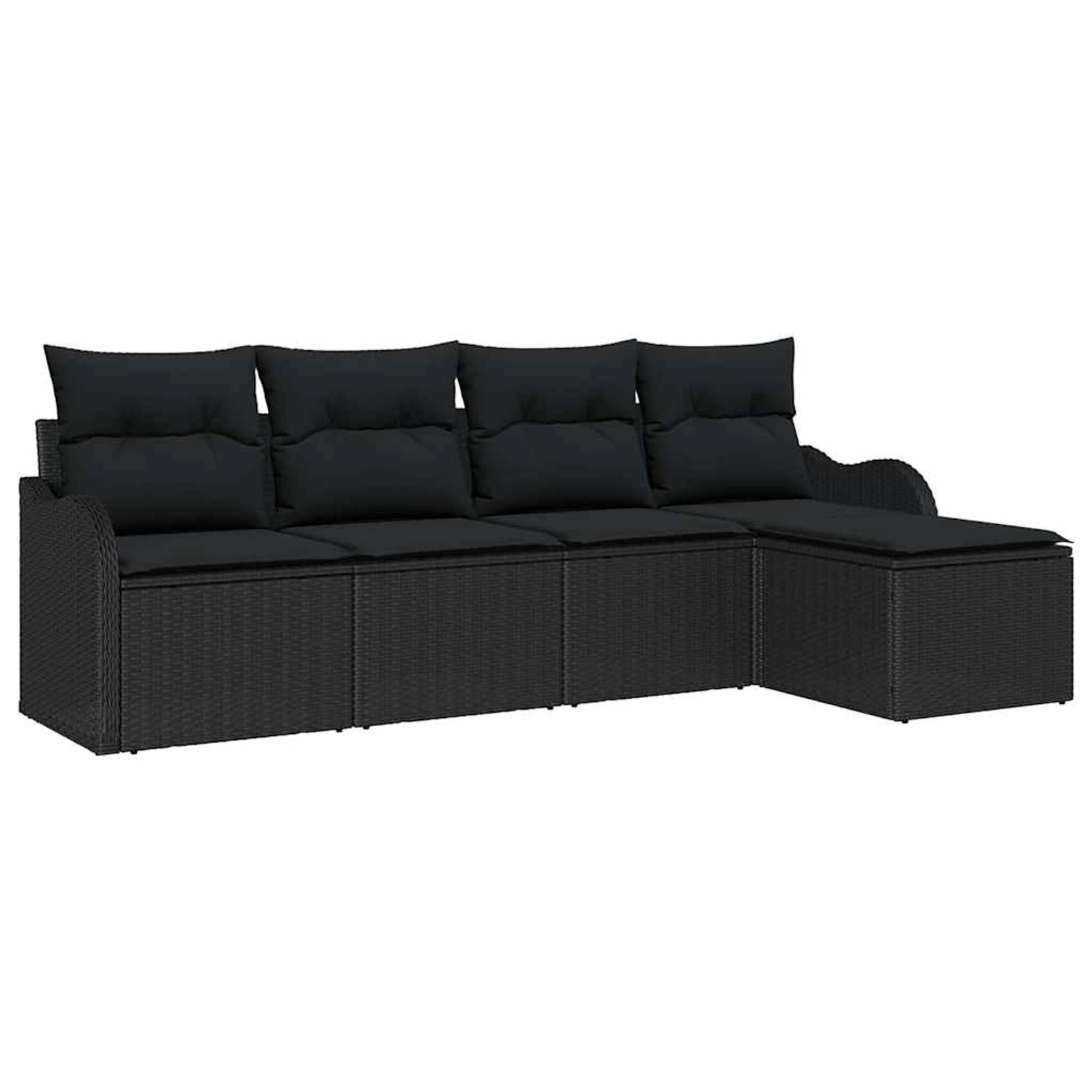 vidaXL Garten-Sofa-Set mit Kissen 5-Tlg Schwarz Poly Rattan 3345663 günstig online kaufen