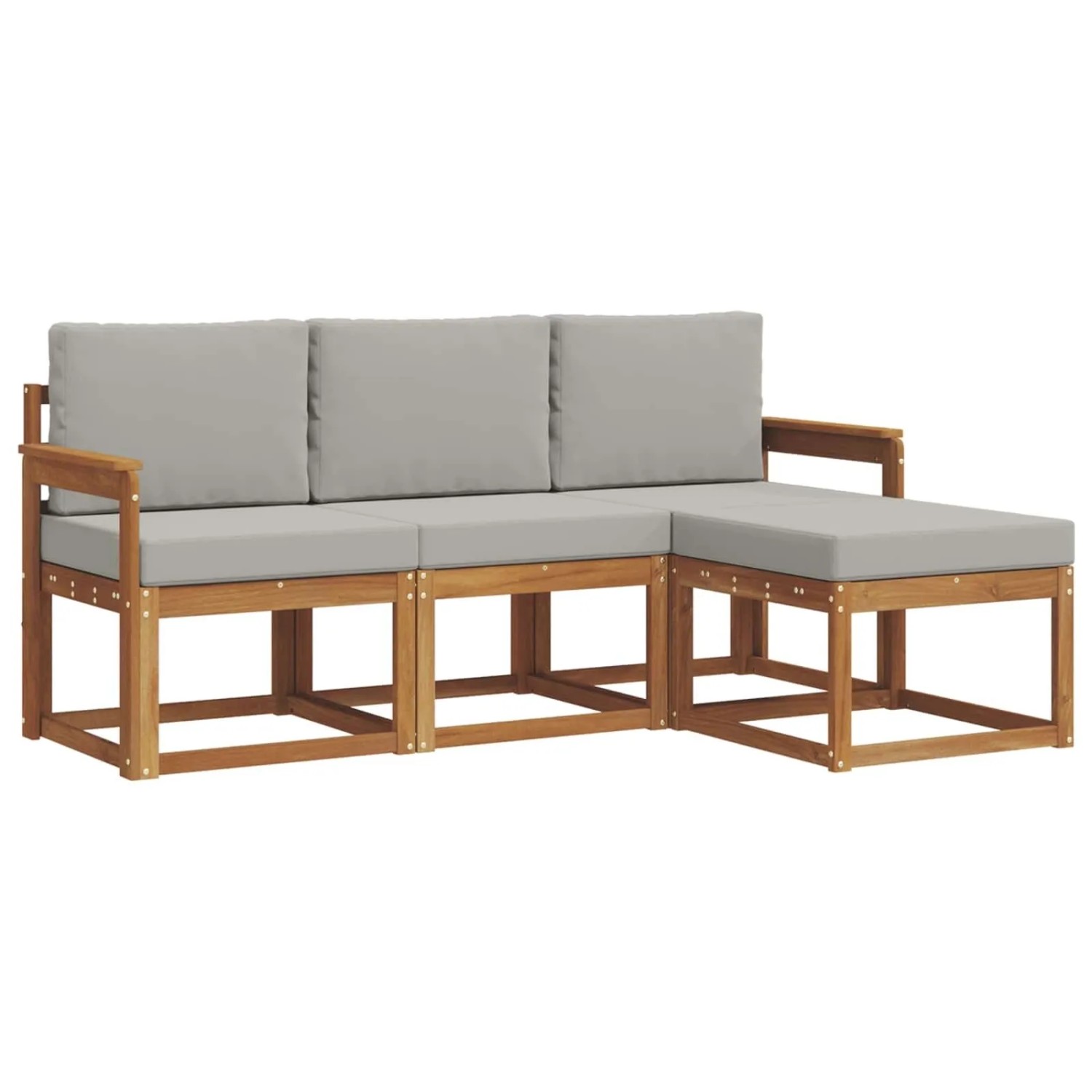 vidaXL Outdoor-Sofagarnitur mit Kissen 4 Stk Natur und Hellgrau 3366209
