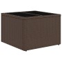Fußhocker aus braunem Poly Rattan, Teil der vidaXL Garten-Sofagarnitur.