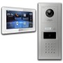 Goliath IP Video Türsprechanlage mit 7 Zoll Monitor, Zahlencode, RFID, silberfarbene Außenstation.