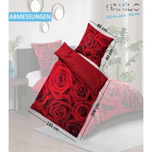 SANILO Bettwäsche 2-teilig mit Rosenmuster, rot. Romantische Decken & Überwürfe für Schlafzimmer.