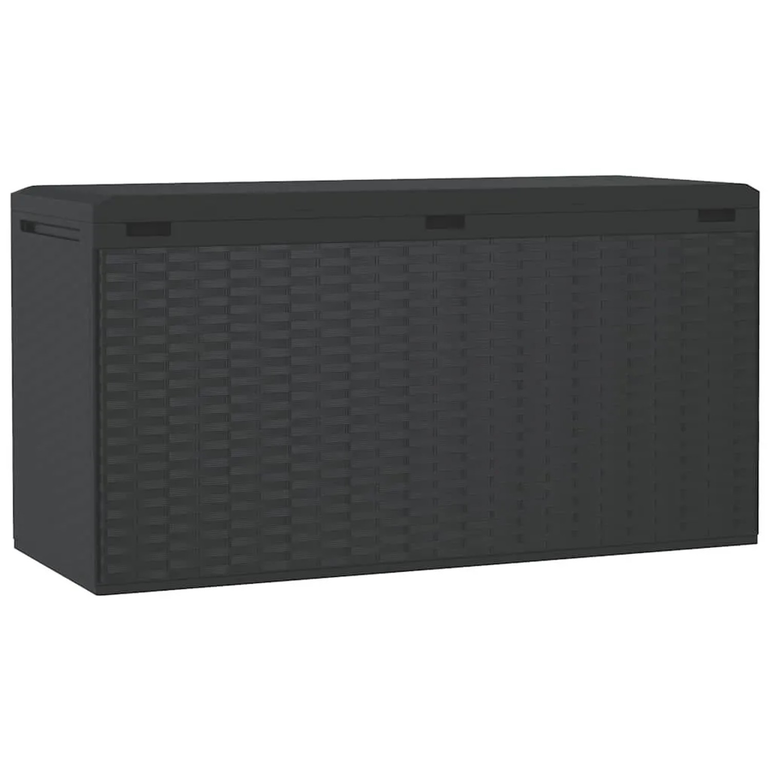 Anthrazitfarbene Furnicato Gartenbox (114x47x60 cm) zur Aufbewahrung im Garten.