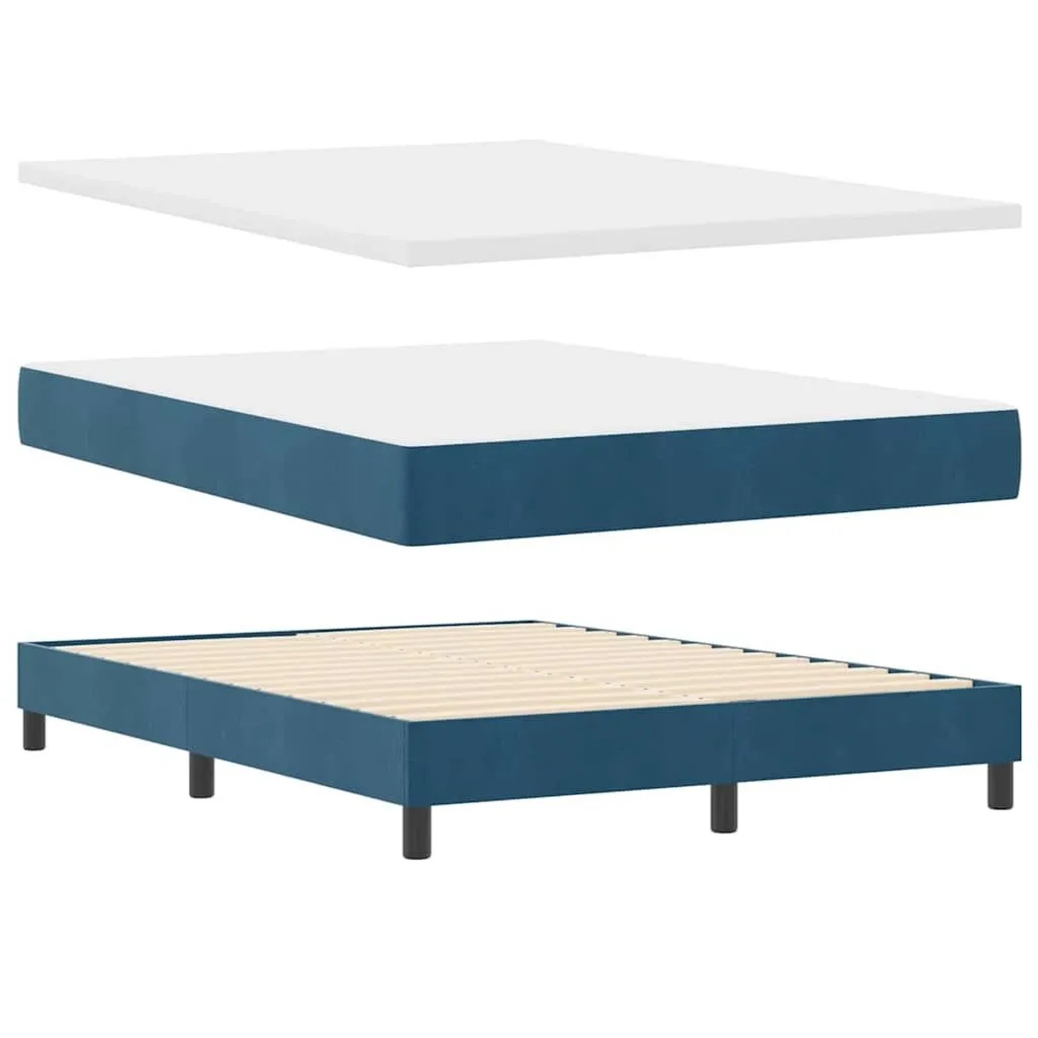 vidaXL Boxspringbett mit Matratze Dunkelblau 200 x 160 cm Polyester 3341424 günstig online kaufen