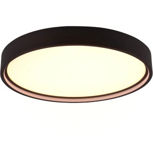Schwarze, runde Trio LED Deckenleuchte Doha, Ø 45cm, mit einstellbarer Lichtfarbe.