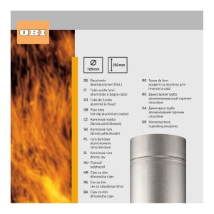 Firefix Rauchrohr, Ø 120 mm, 25 cm, aus Aluminium für Kamine und Öfen.
