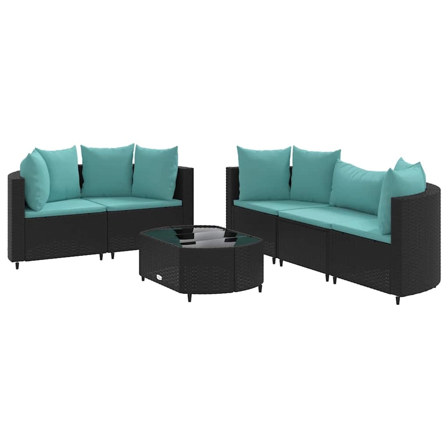 vidaXL 6-Tlg Garten-Sofagarnitur mit Kissen Schwarz Poly Rattan 3308420 günstig online kaufen