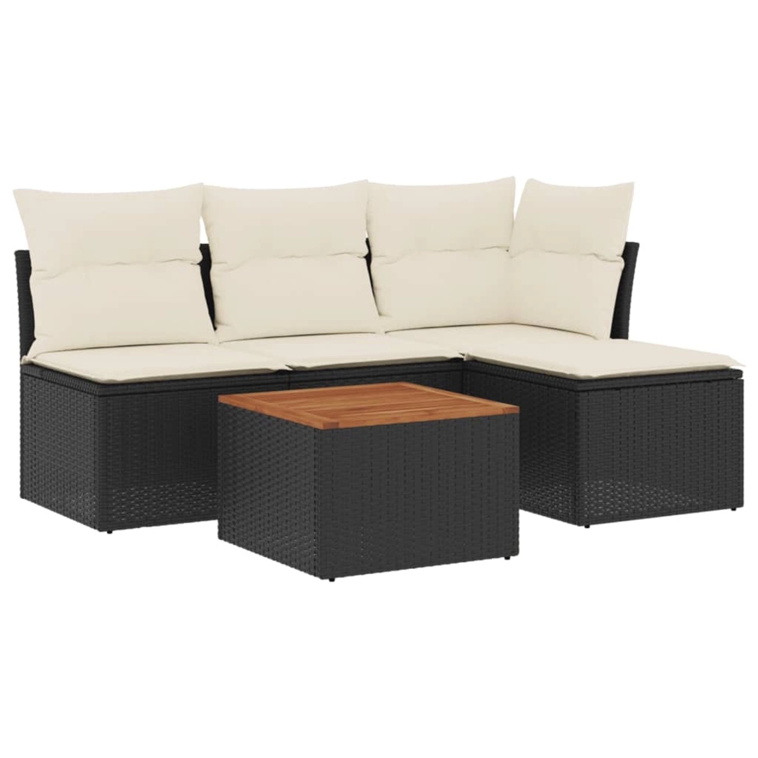 vidaXL 5-tlg Garten-Sofagarnitur mit Kissen Schwarz Poly Rattan Modell 57