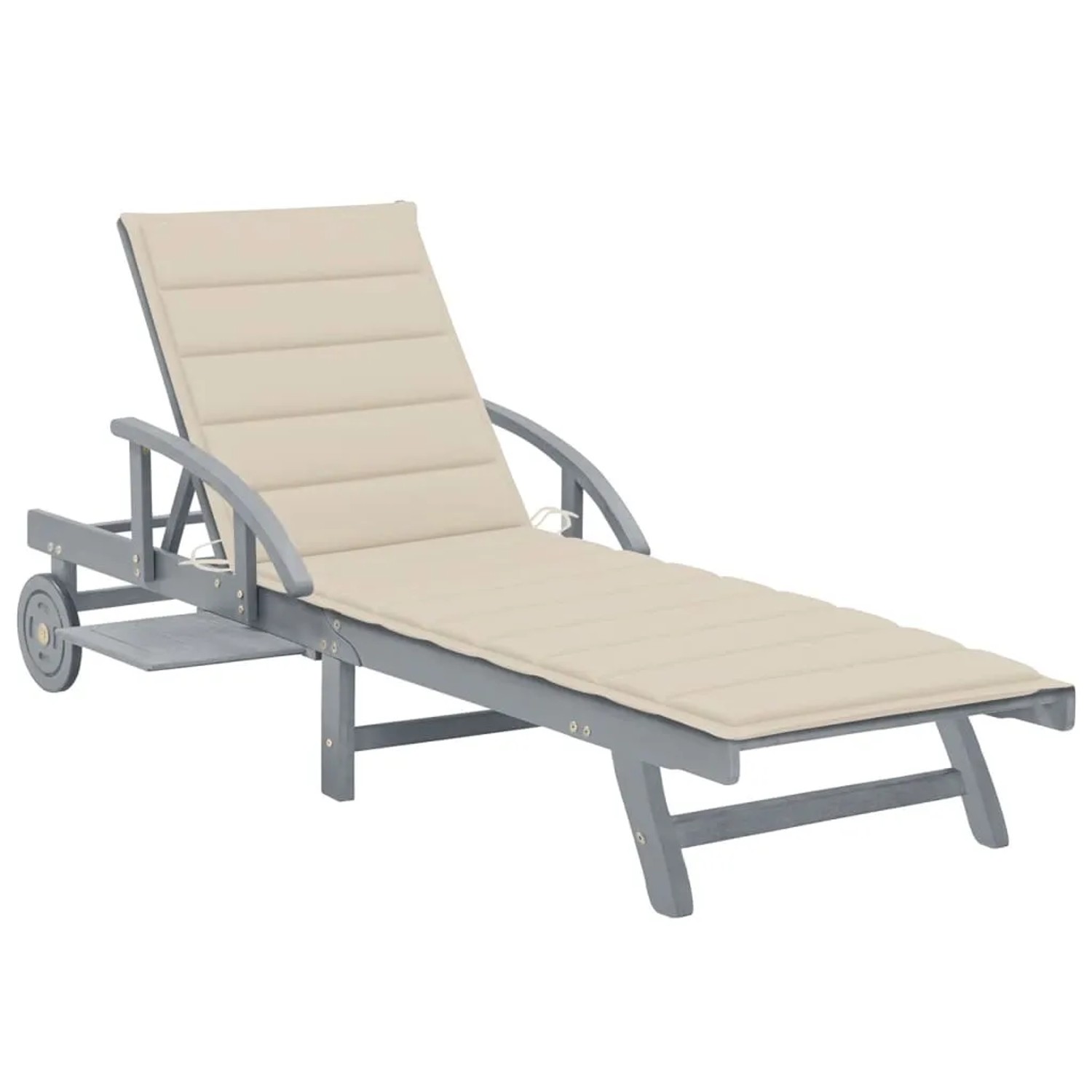 vidaXL Sonnenliege mit Auflage Akazie Massivholz Beige