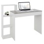 Weißer ML-Design Schreibtisch mit Regal und Tischplatte in Betonoptik, 110x72x40cm.
