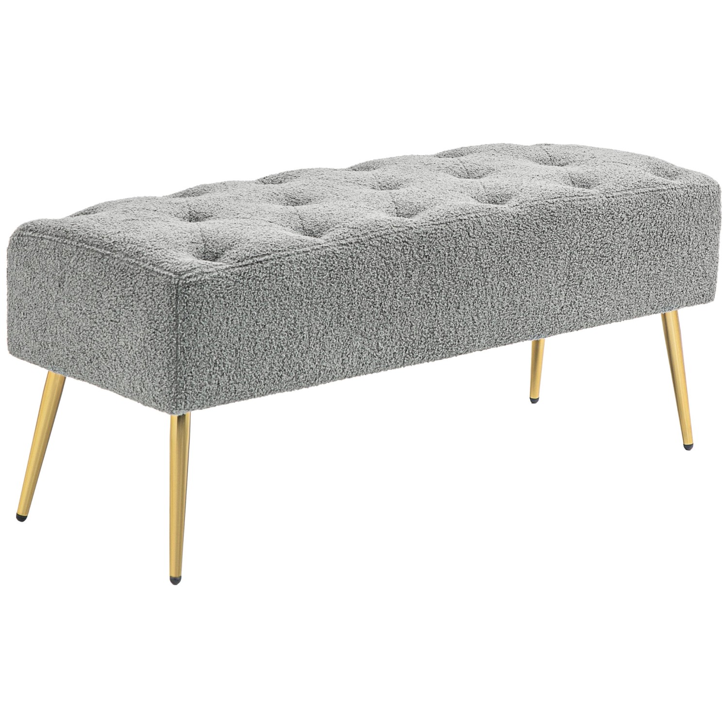 HOMCOM Sitzbank mit Lammwolle-Optik Knopfheftung Stahlbeine 112 x 41 x 46cm Grau