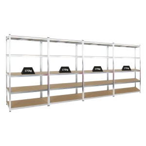 PROREGAL Mega Deal: 4 verzinkte Schwerlastregale Giant Ragnar, 200x120x50cm, Fachlast 175kg.
