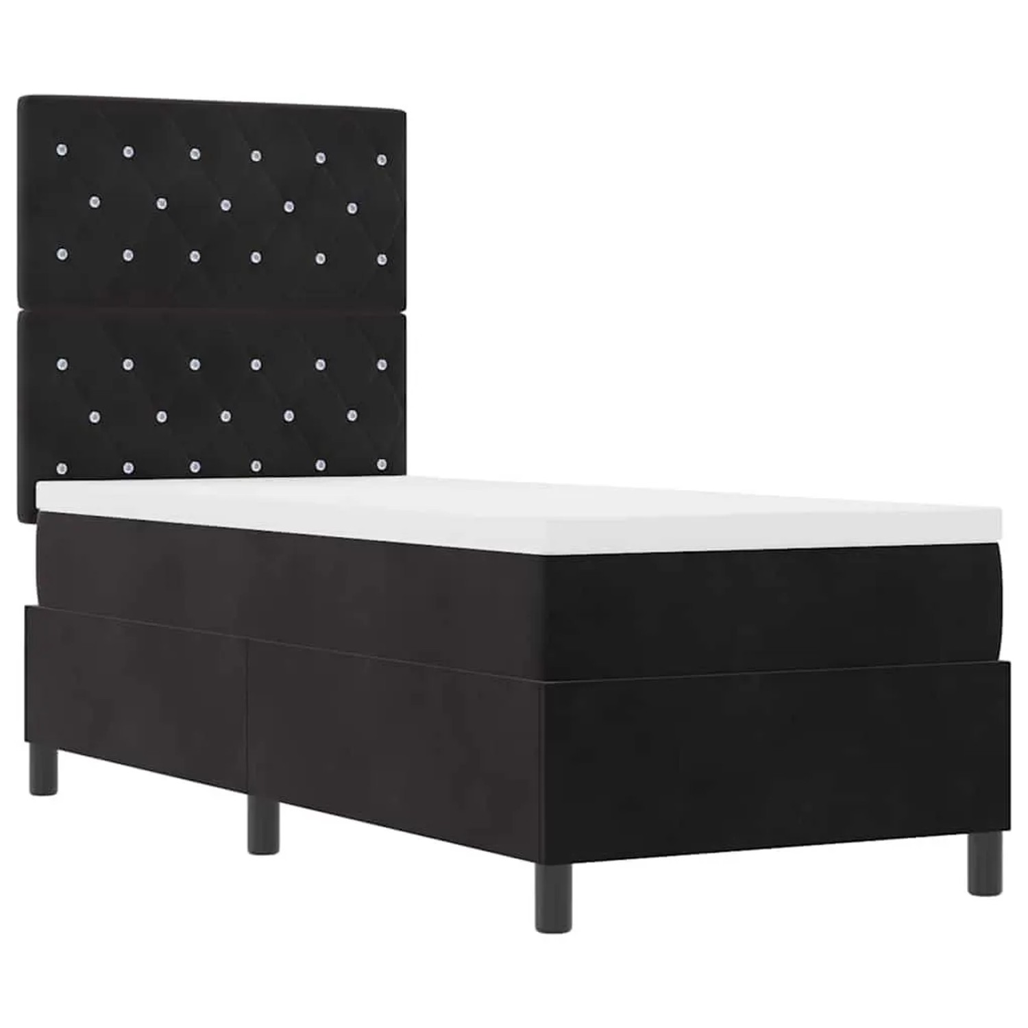 vidaXL Boxspringbett mit Matratze Schwarz 80 x 200 cm Samt 3339730