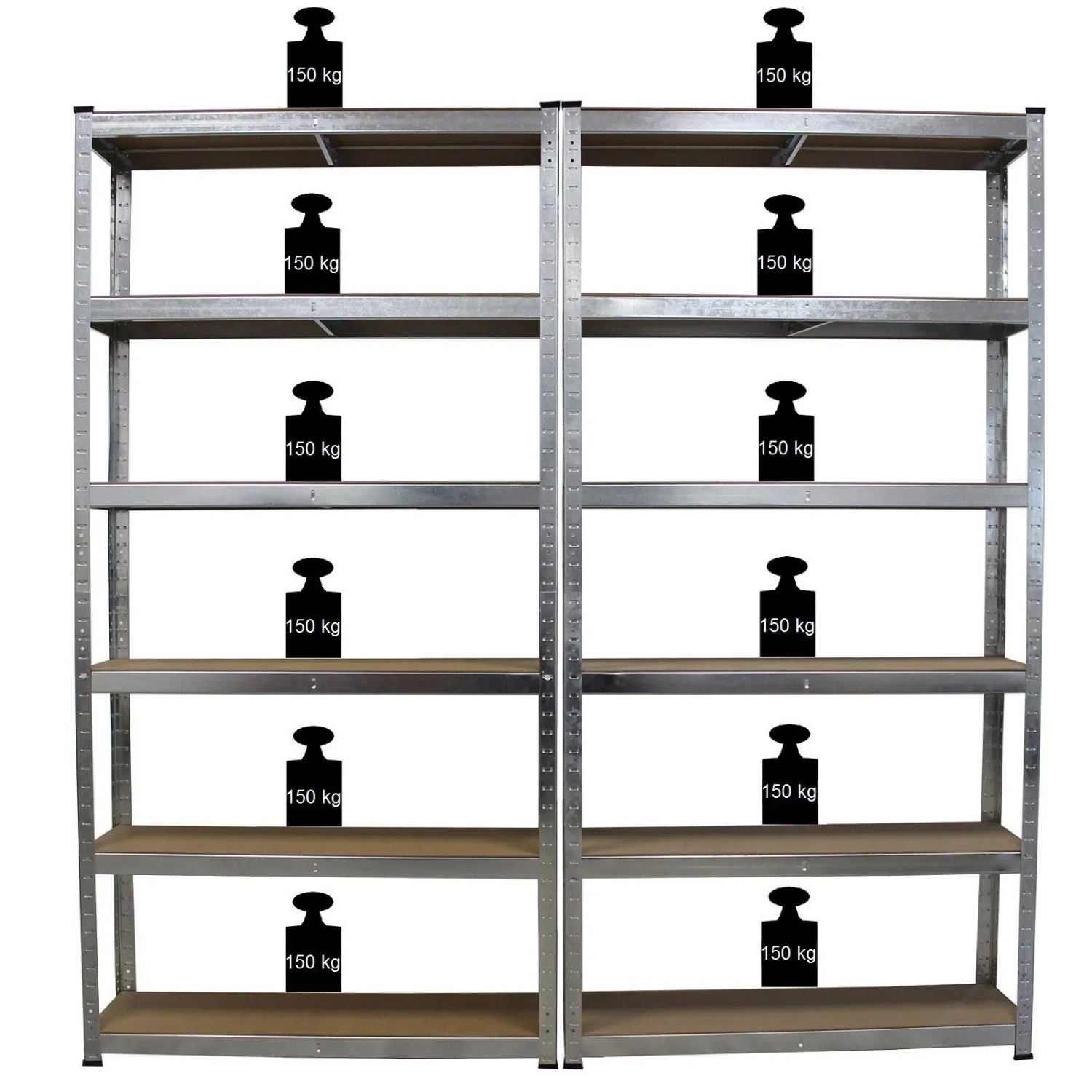 4er Set TRUTZHOLM Schwerlastregal, 200x100x30cm, Traglast 900kg, verzinkt, mit Regalverbinder.