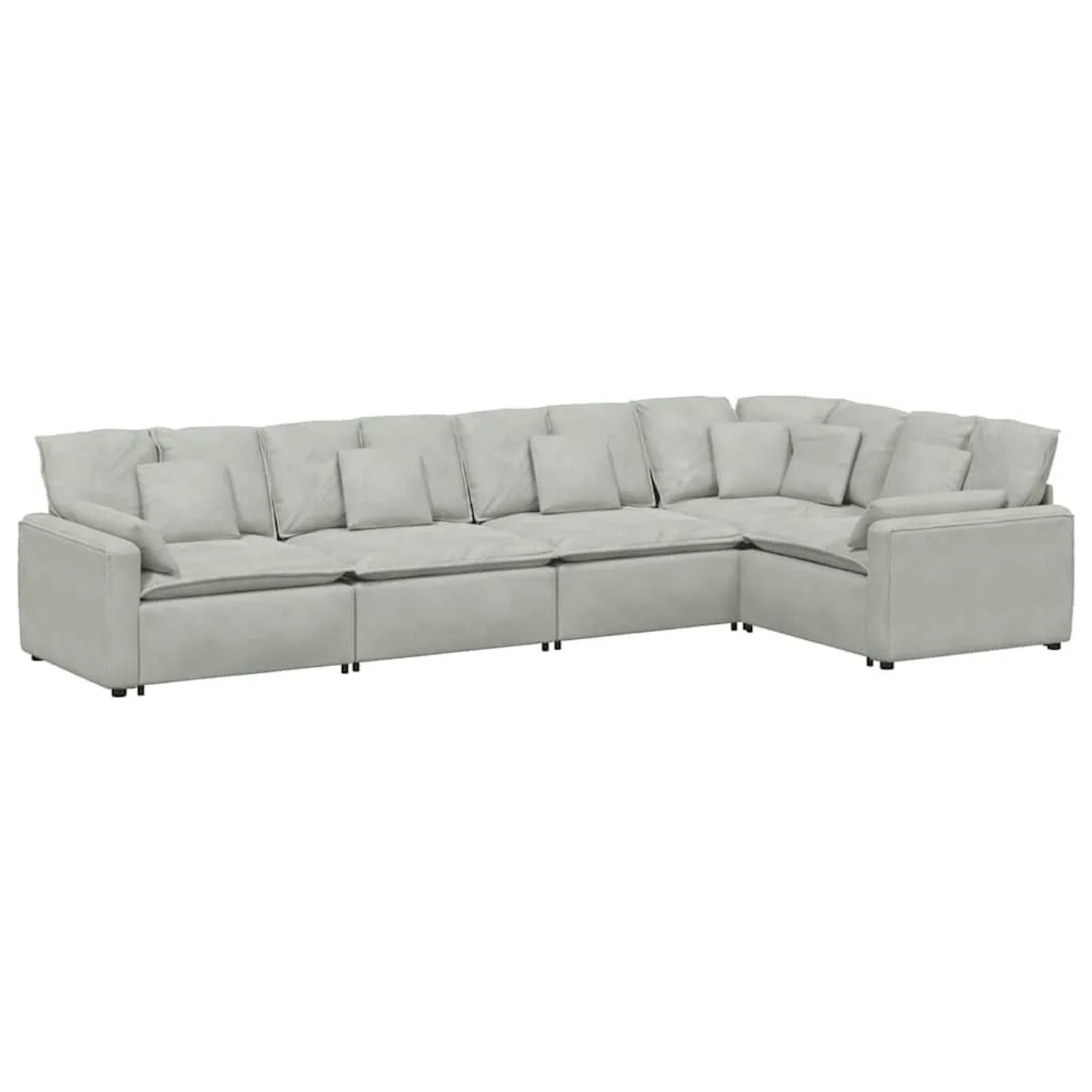 vidaXL Modulares Sofa mit Kissen Samt Hellgrau 3321328