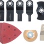 LUX Multitool-Set, 13-teilig: Sägeblätter, Schleifpapier und Schaber für Multifunktionswerkzeuge.