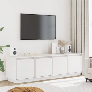 vidaXL TV-Schrank Weiß 156x37x45 cm Massivholz Kiefer 814395