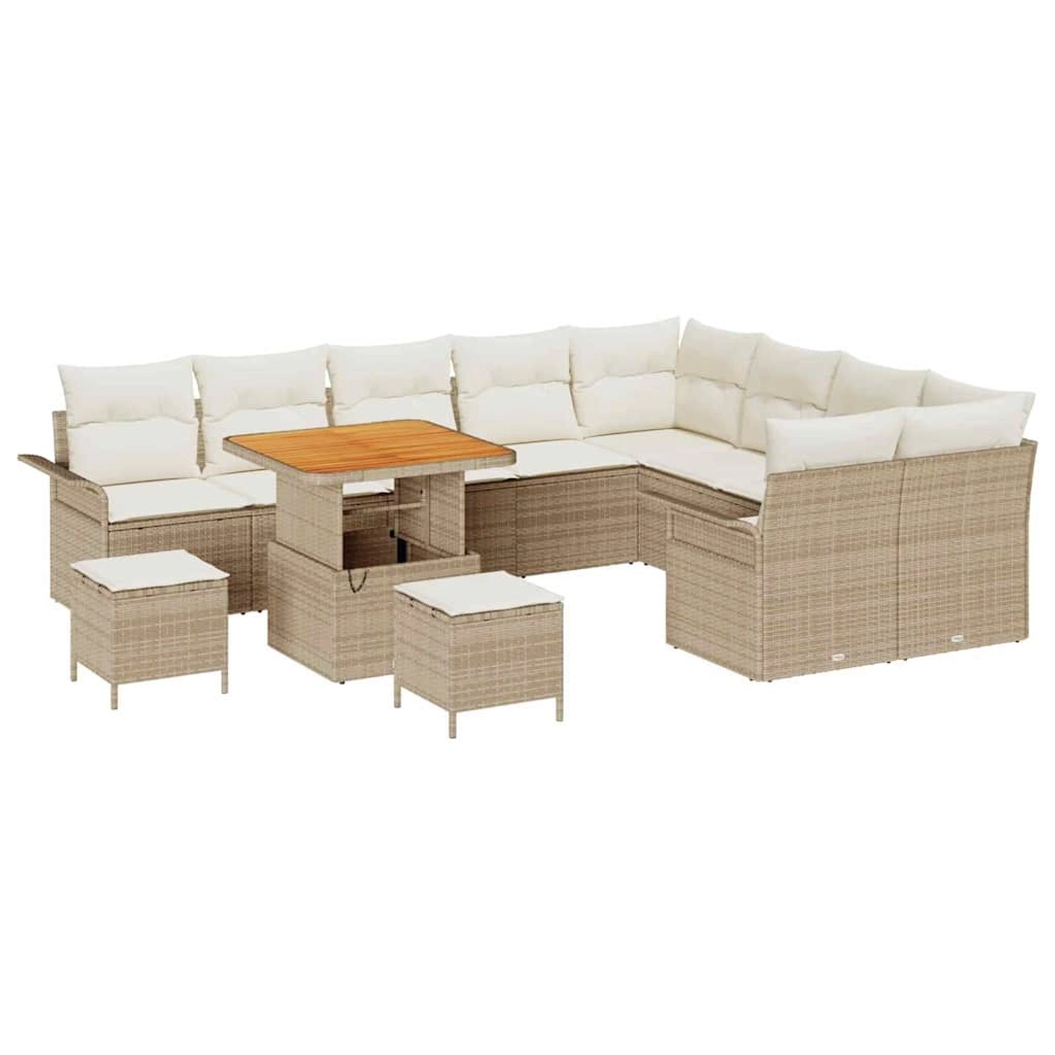vidaXL 12-Teiliges Garten-Sofa-Set mit Kissen in Beige aus Poly Rattan und günstig online kaufen