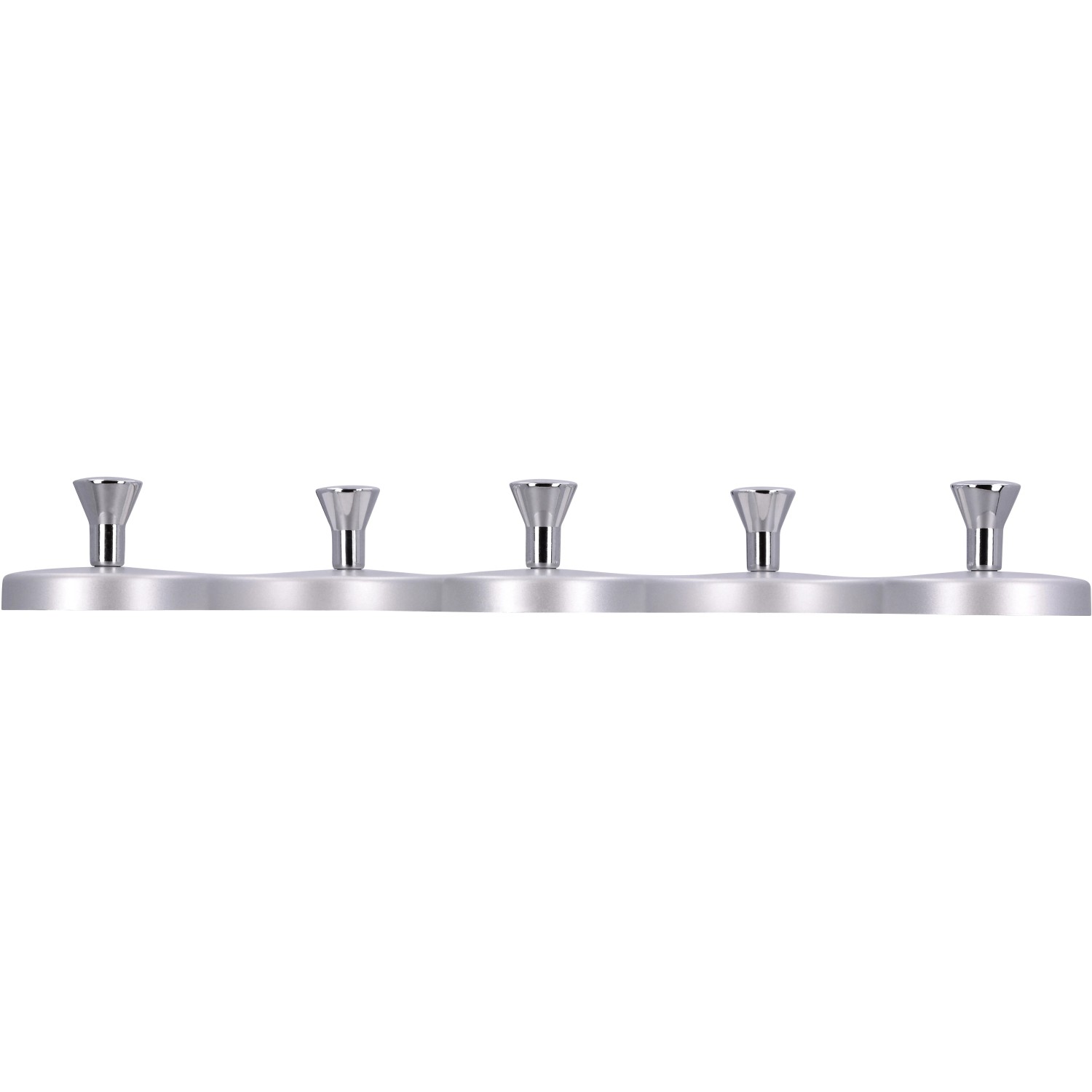 Siro Garderobenleiste mit 5 Haken, Metalleffekt Aluminium Chrom, 248mm lang.