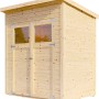 Bertilo Gartenhaus Amrum 1 aus Holz, 120x180 cm, mit Doppeltür und Lichtausschnitten.