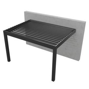 Graue Gardengate Anbaupergola Apolo aus Aluminium mit Lamellendach, 400x300 cm.