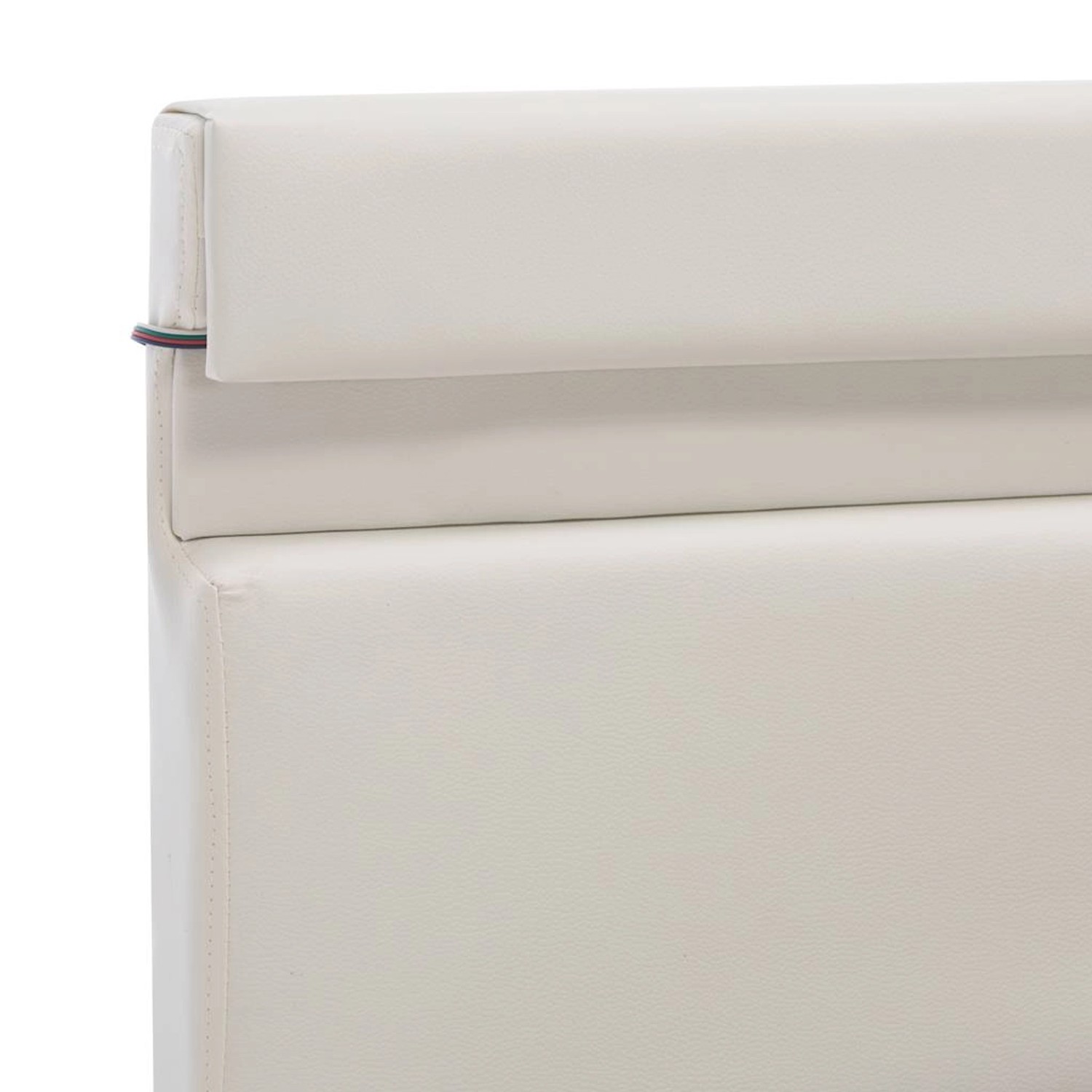 Detailansicht: Weißes vidaXL Stauraumbett mit Kunstlederbezug und LED-Beleuchtung.