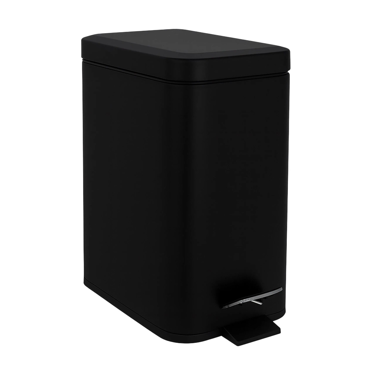 Relaxdays Tretmülleimer Metall Schwarz Softclose 29,5 cm x 26 cm x 14 cm 1 kg