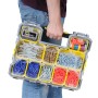 Stanley FatMax Profi-Organizer mit Kleinteilen, getragen von einer Person.