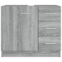 vidaXL Waschbeckenschrank, Grau Sonoma, 63x30x54 cm, mit einer Tür und drei Schubladen.