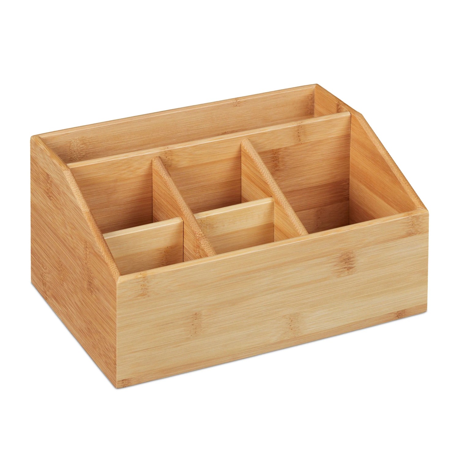 Relaxdays Schreibtisch Organizer Bambus Natur Mit 6 Fächern 14 cm x 28 cm x 20 cm 1 kg