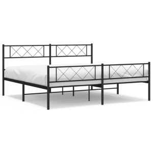 vidaXL Metallbett ohne Matratze mit Fußteil Schwarz 180x200 cm 372299