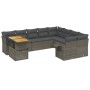 Graue 10-tlg. vidaXL Garten-Sofagarnitur aus Polyrattan mit Tisch und Kissen.