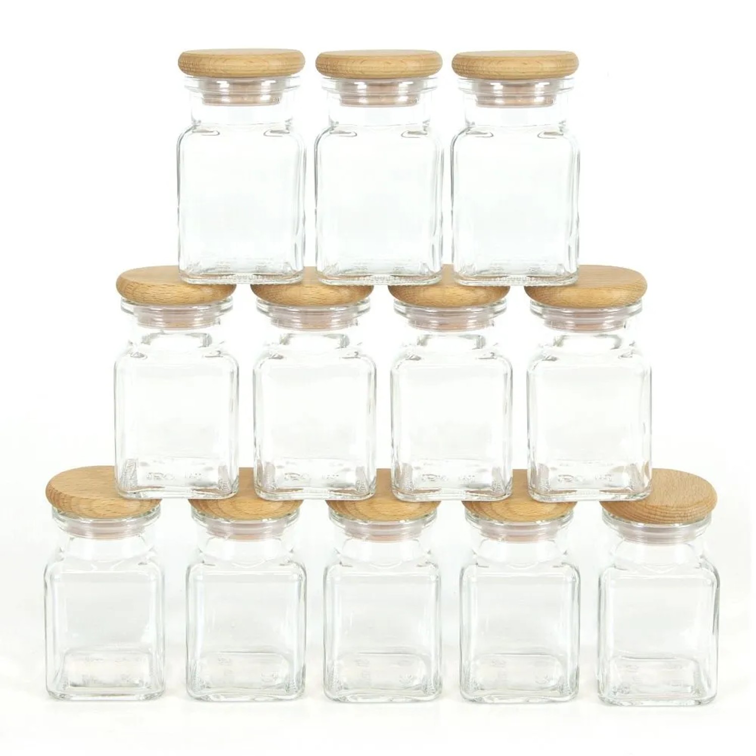 HolzFee 12 Stück Gewürzglas 150 ml mit Luftdichtem Deckel