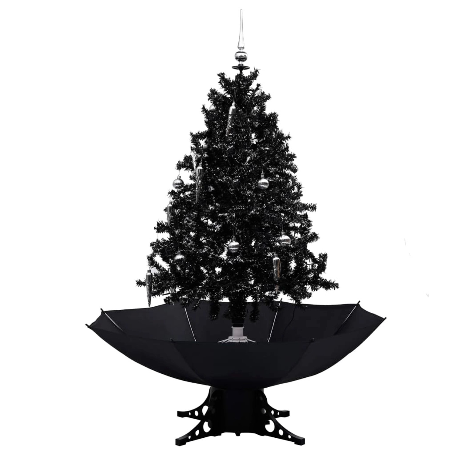 vidaXL Schneiender Weihnachtsbaum mit Schirmfuß Schwarz 140 cm PVC