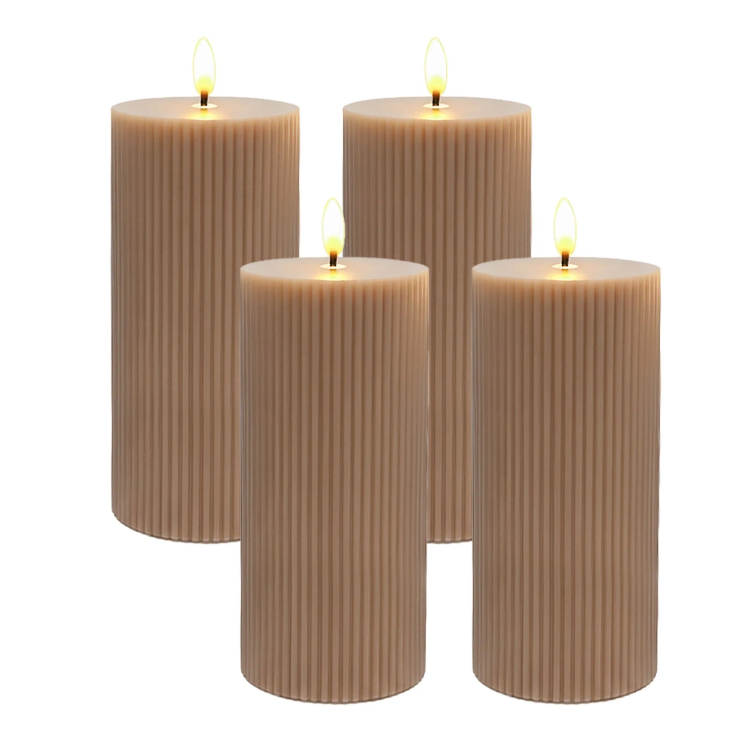 Relaxdays LED Kerzen 4er Set Echtwachs Mocha Mousse Flackernd 18 cm