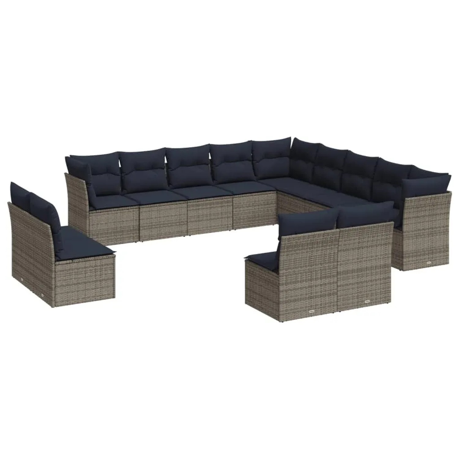 vidaXL 13-Tlg Gartensofa-Set mit Kissen Grau Polyrattan 3218491 günstig online kaufen