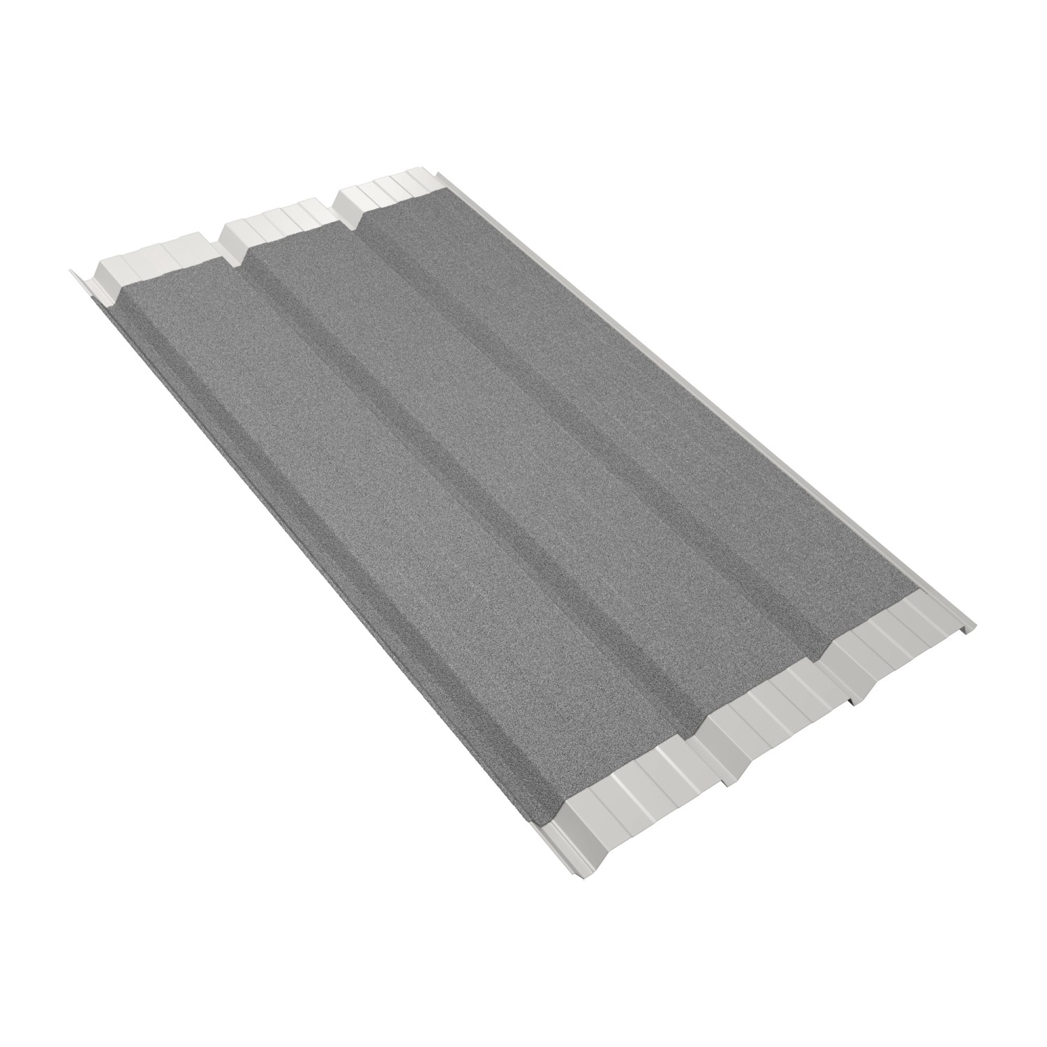 Anthrazitfarbenes Weckman Trapezblech W45 mit Antikondensvlies, geeignet für Dächer.