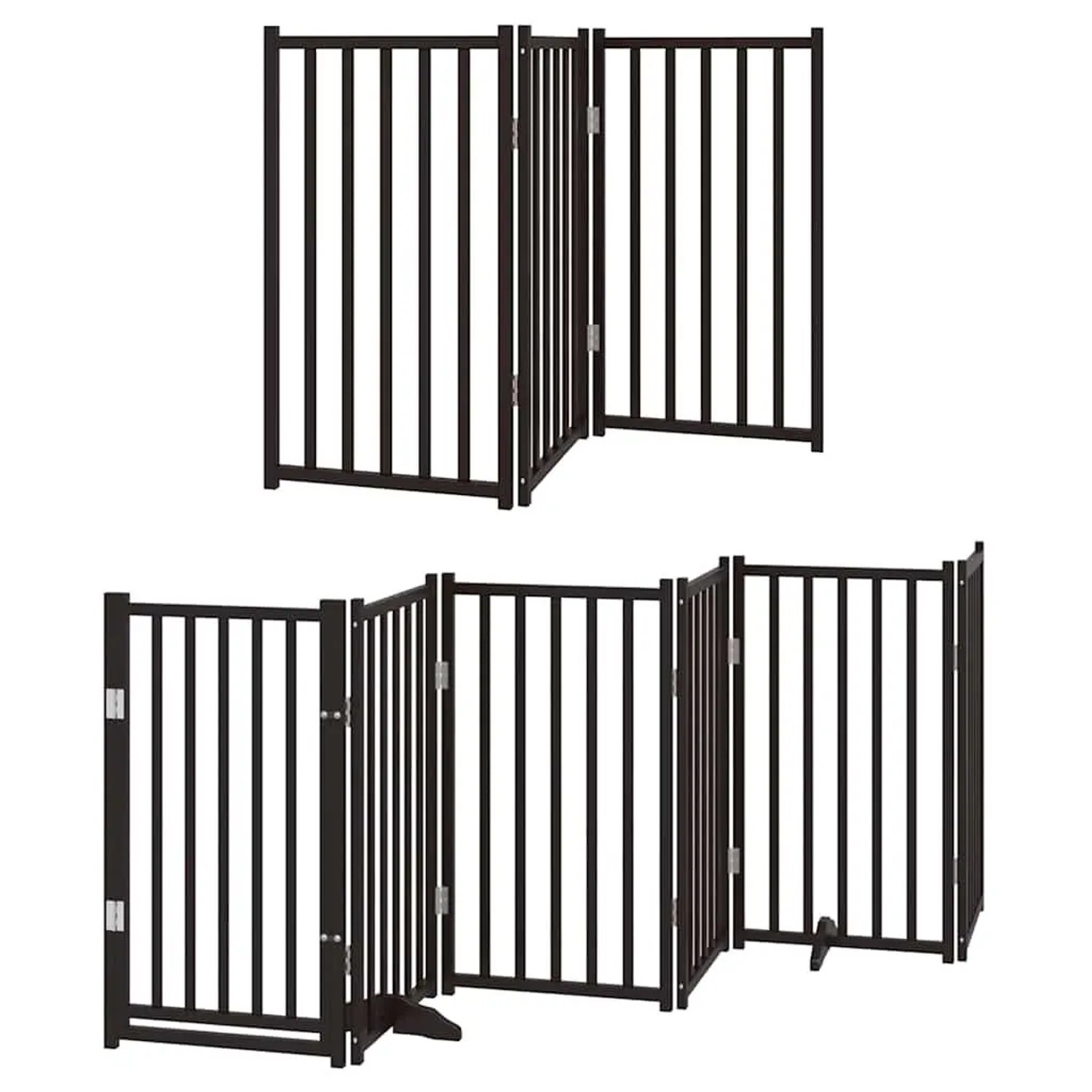 vidaXL 12 Tlg Hundetor mit Tür Faltbar Schwarz 600 cm Pappelholz 3155713