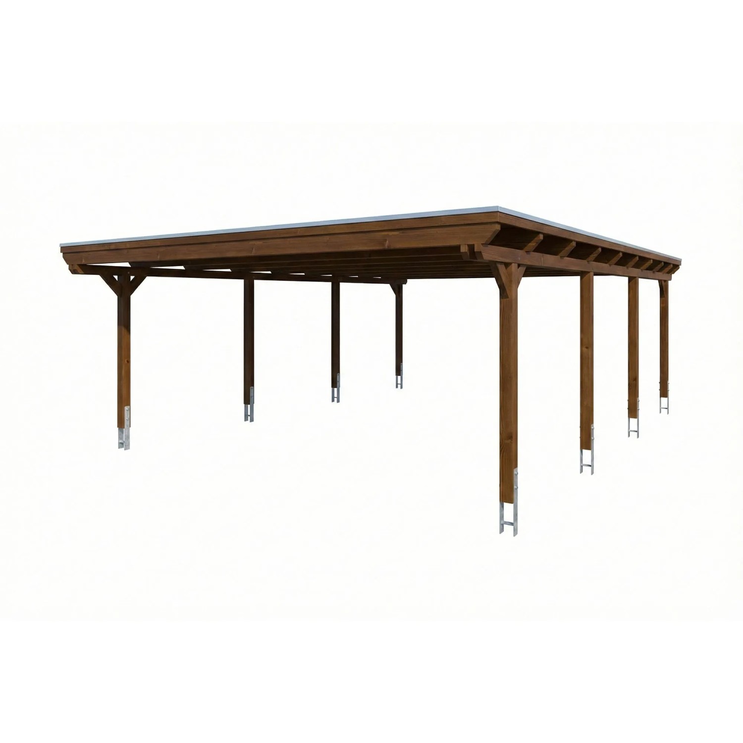 Skan Holz Carport Emsland EPDM-Dach 609 cm x 846 cm Nussbaum