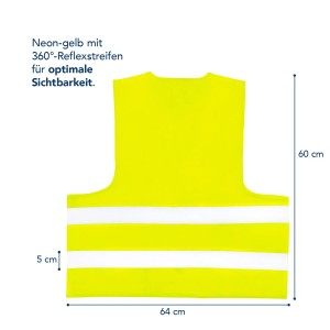 Gelbe First Aid Only Warnweste für Erwachsene mit Reflektorstreifen, geeignet für Pannenhilfe und mehr Sicherheit.