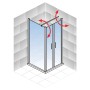 Schulte Alexa Style 2.0 Duschwand mit Pendeltür und Seitenwand, Öffnungsrichtung durch rote Pfeile dargestellt.