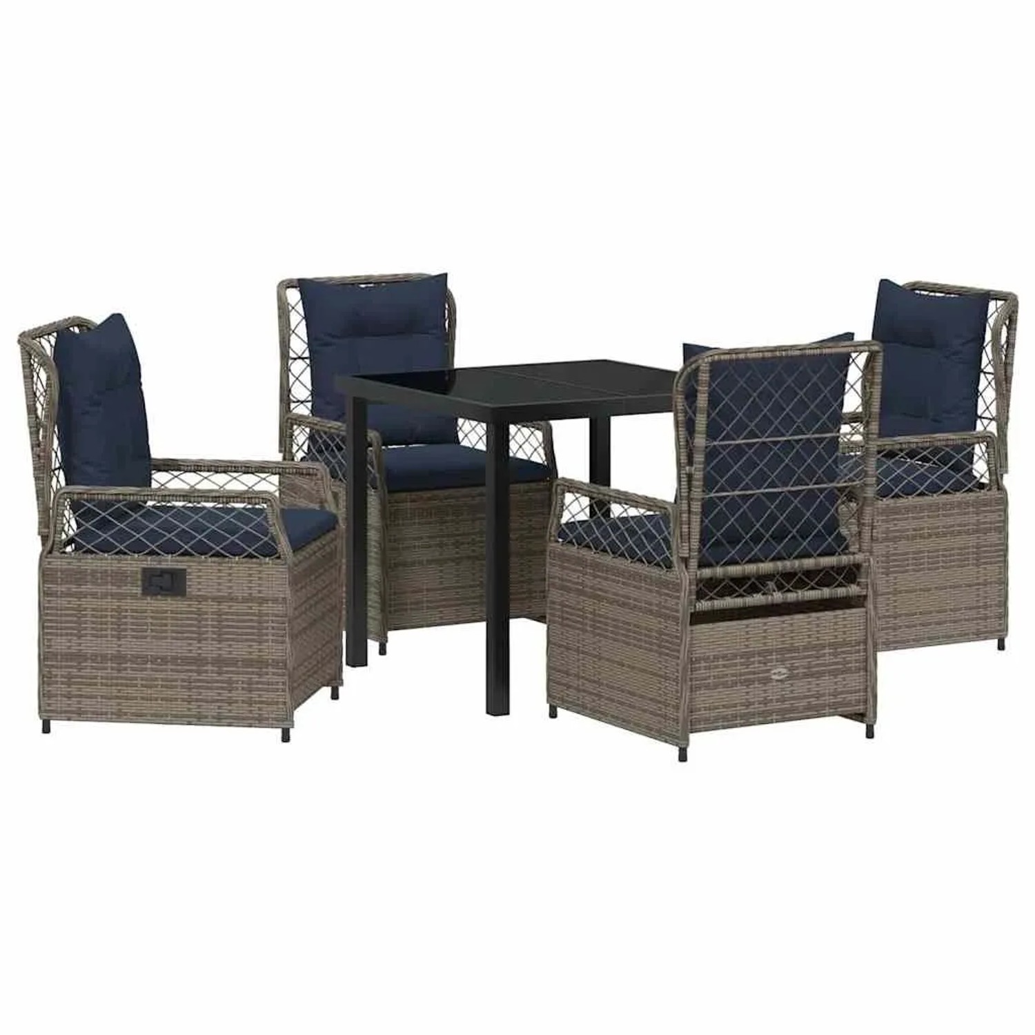vidaXL Garten Essgruppe 5-Tlg Grau Poly-Rattan 3381052 günstig online kaufen