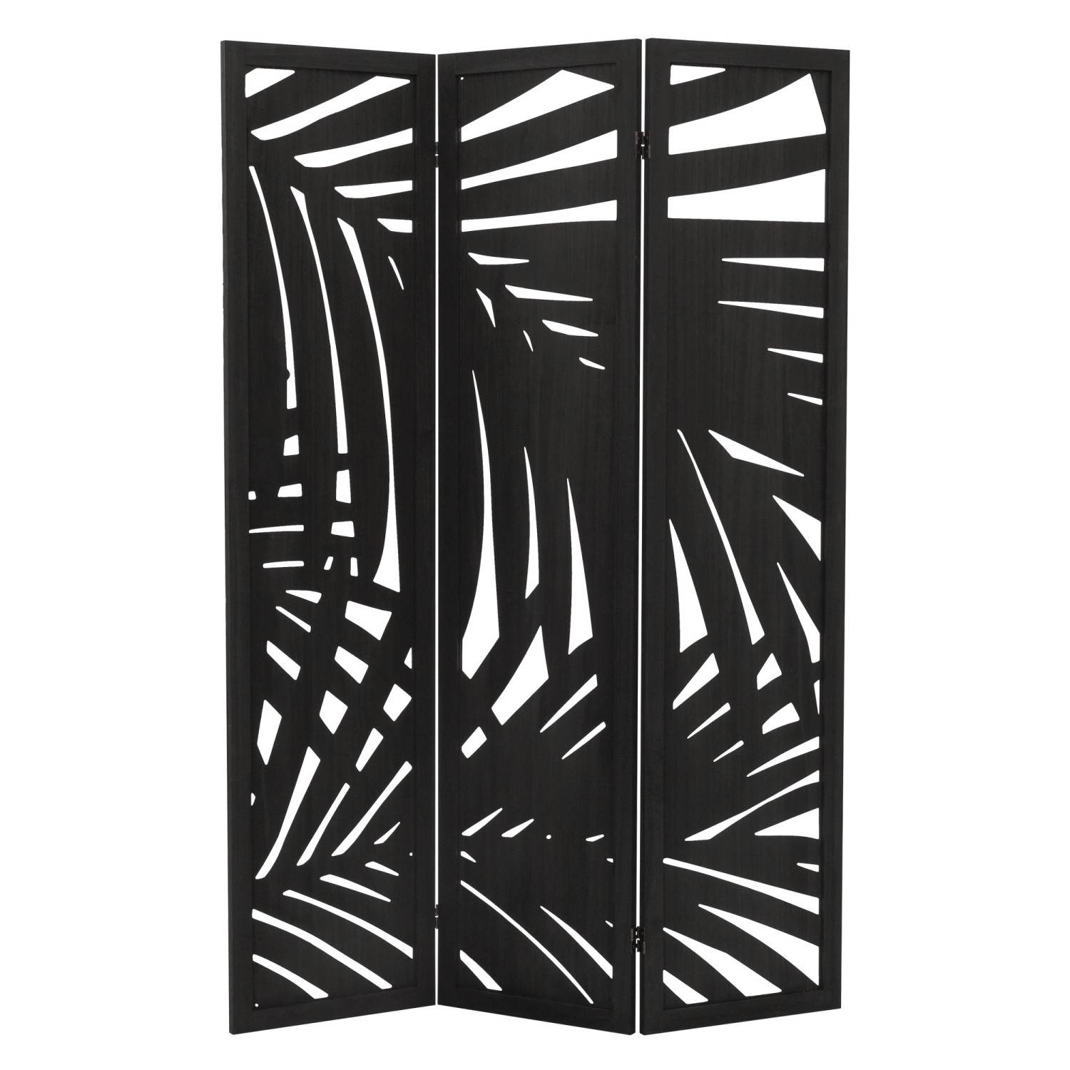 ML-Design Paravent 3-Tlg Sapporo Schwarz 170x121cm aus Paulownienholz