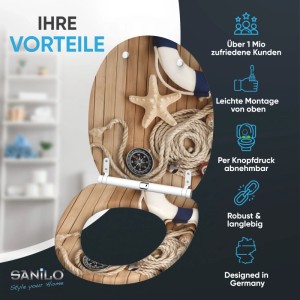 SANILO WC Sitz mit Absenkautomatik Top Fix Maritime