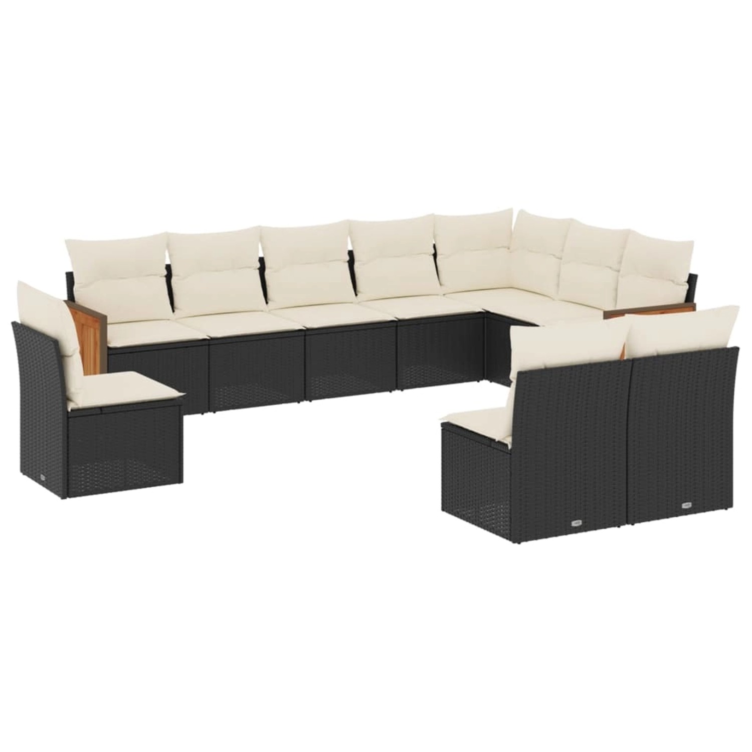 vidaXL 10-Tlg Garten-Sofagarnitur mit Kissen Schwarz Poly Rattan 3227750 günstig online kaufen
