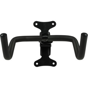 Eufab Fahrrad-Wandhalterung, schwarz, hochklappbar für platzsparende Fahrradaufbewahrung.