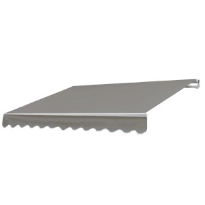 Grau-braune MCW Alu-Markise 5x3m aus Polyester für Wandmontage.