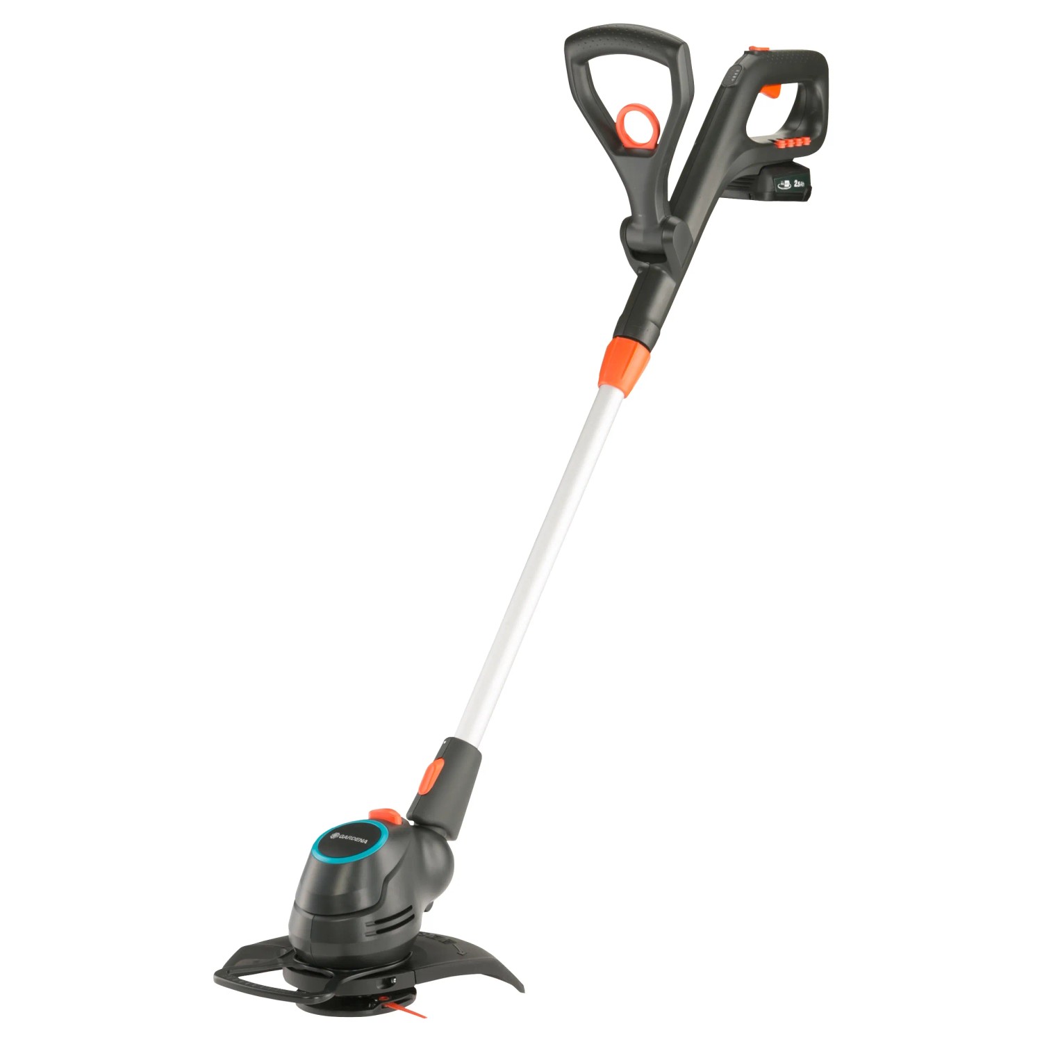 Gardena Akku-Rasentrimmer ComfortCut 23/18 mit Akku und Ladegerät für präzise Rasenkanten.