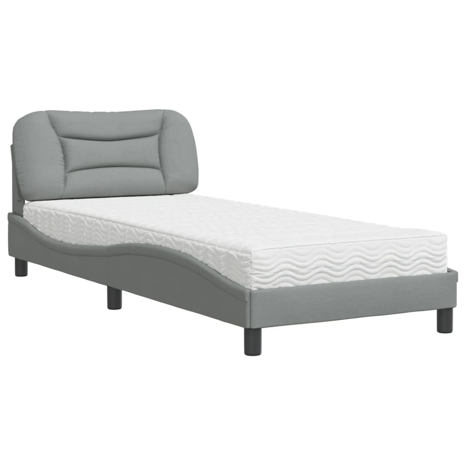 vidaXL Bett mit Matratze Hvar Hellgrau 80x200 cm Stoff 3208492