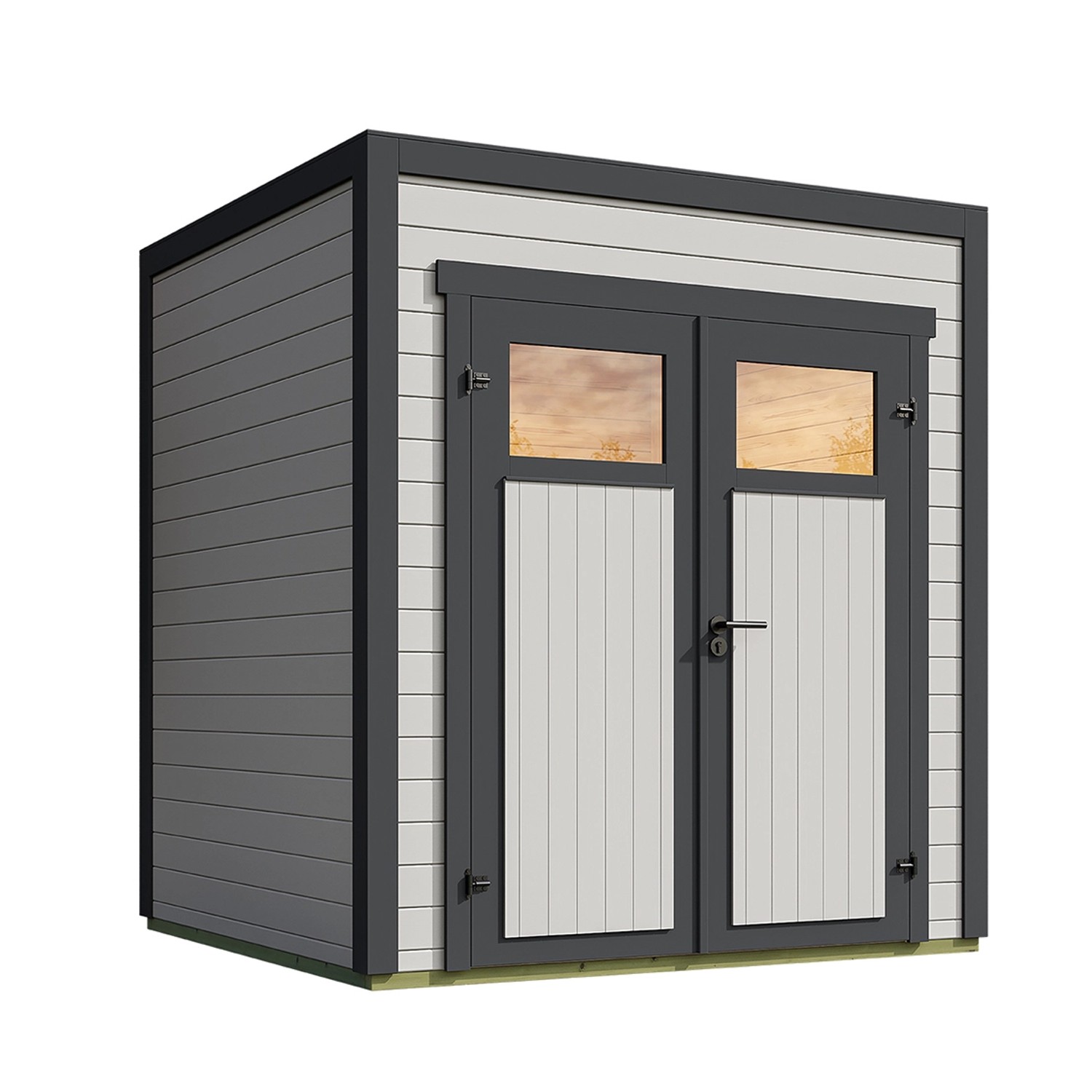 Weka Gartenhaus Batu 1 Flachdach Doppeltür Light Grey 200 cm x 200 cm